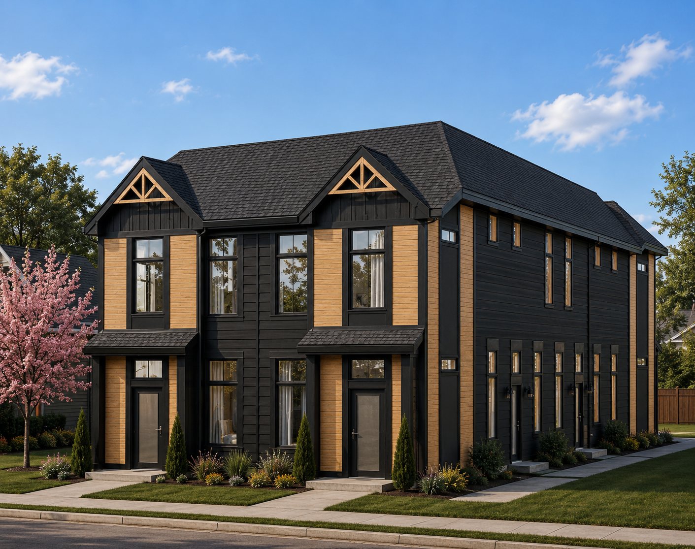 Architectural rendering of a planned multifamily building corner elevation
